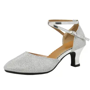 Zapatos de baile de tacón alto con purpurina de cristal para mujer, calzado de baile, 5 colores