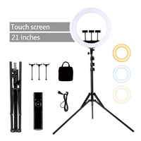 Lampe annulaire LED à écran tactile CPYP HQ-21S de 21 pouces, lumière d'appoint à intensité réglable avec télécommande pour vidéo YouTube et maquillage