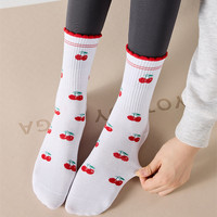 Chaussettes de yoga et de Pilates personnalisées imprimées, antidérapantes avec semelle en silicone, mi-mollet, pour femmes, en coton respirant, pour la vente en gros