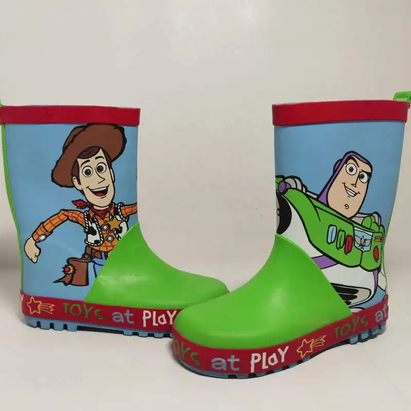 Erkekler için su ayakkabısı sevimli karikatür çocuk çocuk çizmeleri su geçirmez ayak bileği lastik çizmeler yağmur çizmeleri