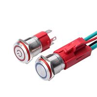 Interruptor de Botón Pulsador de Acero Inoxidable con Cabeza Plana IP65, Alta Potencia 3A/220V, 12/16/19/22/25MM, Autobloqueante/Autorrearmable, LED 1NO1NC