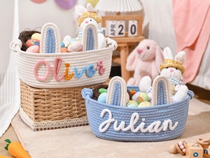 Cesta de almacenamiento de cuerda de algodón de estilo encantador con <span class=keywords><strong>nombre</strong></span> personalizado Kaiyue, bolsas grandes para mamá, organizador de pañales para bebé, cesta de almacenamiento de Juguetes - Product Image 2