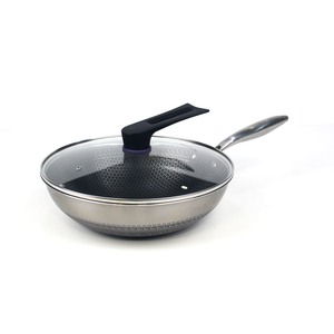 Utensilios de cocina Wok chino de acero inoxidable Triply de nuevo diseño 2023 con tapa de vidrio para Cocina - Product Image 1