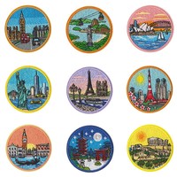 Patchs thermocollants brodés Monuments mondiaux, Tampons de voyage en résine, Cites célèbres : Londres, Paris, Sydney, Venise, Appliques à coudre pour sacs à dos