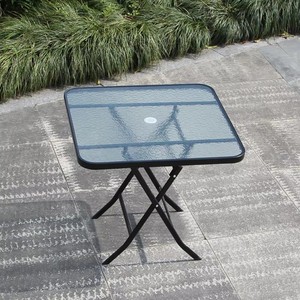 पोर्टेबल आउटडोर टेम्पर्ड ग्लास तह टेबल-छोटे गोल टेबल, स्क्वायर टेबल होम डाइनिंग टेबल, पेटियो कॉफी टेबल - Product Image 2