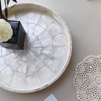 Plateau en nacre, organiseur de bijoux et cosmétiques, rangement de bureau minimaliste de luxe, plat décoratif incrusté, style Instagram