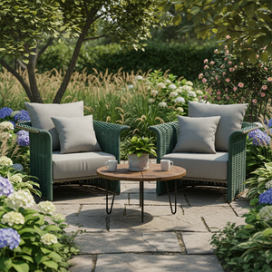 Ensemble de canapés en rotin tressé pour <span class=keywords><strong>jardin</strong></span> extérieur, cadre en aluminium, coussin résistant au soleil, chaise longue de salon pour villa et hôtel - Product Image 2