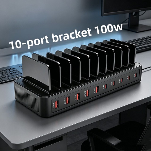 10-in-1 Stand 100W USB Plug Multi-Port Fast Charging 4-Year Warranty for Multiple Phones Integrated Desktop