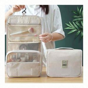 Custom Logo & Design Waterproof Polyester Hanging Travel Makeup Cosmetic for Bag with Zipper - Product Image 1