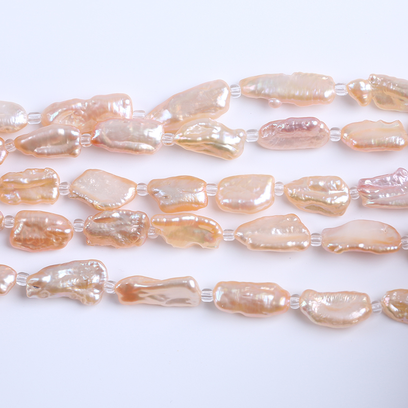 8-11mm Beautiful White Pink Purple Color Biwa Freshwater Pearls Strands Irregular Stick Baroque Shape Pearl For Jewelry 19cm