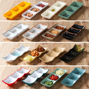 จานซอสสามช่องทรงสี่เหลี่ยมผืนผ้า ไคโบยะ เมลามีน สำหรับร้านหม้อไฟ - Product Image 3