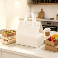 Sac isotherme auto-adhésif non tissé pour livraison de repas, sac fourre-tout thermique personnalisé avec logo, boîte d'emballage pour plats à emporter