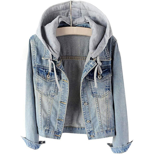 Felpa Casual con cappuccio e cappuccio da donna in Denim felpe con cappuccio