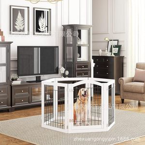 Barrière pour animaux de compagnie en bois extensible rectangulaire, clôture intérieure pour chien, barrière de sécurité pour enfant - Product Image 3
