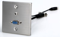 Placa de pared metálica de 1 módulo tamaño UK 86 con VGA hembra-hembra y cable de audio estéreo, adaptador de material de alta calidad, ¡superventas!