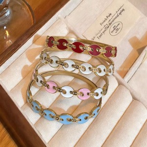 Retro Glazed Titanium Steel Oval <b>Bracelet</b> For Women Geometric Design High End Open Bangle Jewelry - Product Image 1