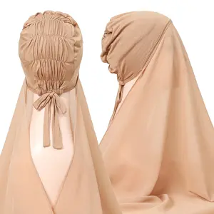 New wholesale floral de hijab malaysia coton turban silk scarf for muslim women islamic inner cap hijab chiffon