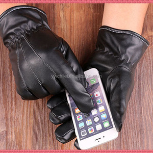 Moufles en cuir à écran tactile pour hommes, mitaines d'hiver chaudes, noires et souples, <span class=keywords><strong>gants</strong></span> à doublure en cachemire - Product Image 5