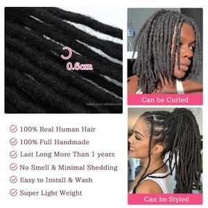 0.6cm di spessore 20 ciocche/confezione <span class=keywords><strong>capelli</strong></span> umani Dreadlocks estensioni dei <span class=keywords><strong>capelli</strong></span> regolari Locs <span class=keywords><strong>extension</strong></span> per donna e uomo di colore - Product Image 4