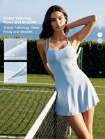Robe de tennis midi en nylon pour femme avec short intégré et poches, respirante, séchage rapide, lavable, écologique, pour entraînements et matchs