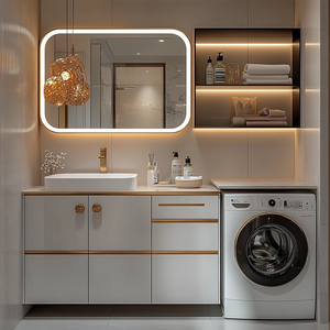 Set di Mobili Moderni per Lavanderia e <span class=keywords><strong>Bagno</strong></span>, Armadietti per Balcone, Lavandino <span class=keywords><strong>con</strong></span> Mobiletto - Product Image 4