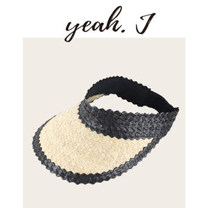 Paglia naturale paglia foglia di palma naturale visiera erba con fascia elastica - Product Image 3