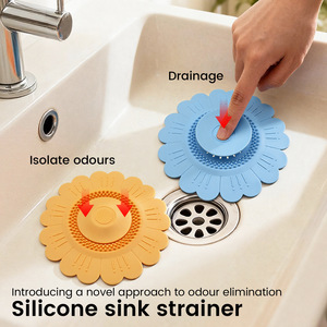 Sunflower Silicone Drain Filter Anti Odor Sink Drain Stopper Hair Catcher Bathroom <b>Kitchen</b> Sewer Anti-clog Floor Drain Cover - Product Image 1
