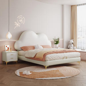 Cama infantil Cloud, tamaño individual, madera maciza, estilo escandinavo, cómoda cama para bebés y niños - Product Image 1