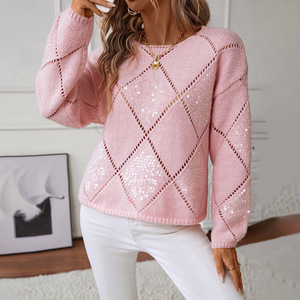 Maglione Casual da Donna in Cotone 100% Anti-Pilling, Anti-Restringimento, Anti-Piega, a Collo Tondo, <span class=keywords><strong>Manica</strong></span> <span class=keywords><strong>Tre</strong></span> <span class=keywords><strong>Quarti</strong></span>, Tinta Unita - Product Image 3