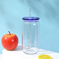 Vente Chaude Gobelets Plastiques Incassables de 16 Oz avec Couvercles en Plastique Colorés et Paille Transparente pour Bière, Soda et Lait