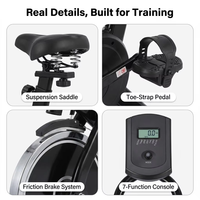 Vélo de spinning de luxe avec résistance progressive, transmission par courroie, écran LCD, capacité de 22 kg à 120 kg, support tablette, pour fitness