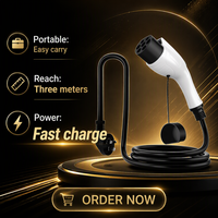 Câble de recharge portable pour VE 3,3 kW 220 V 16 A, cordon de charge 3 m universel pour véhicules à énergie nouvelle