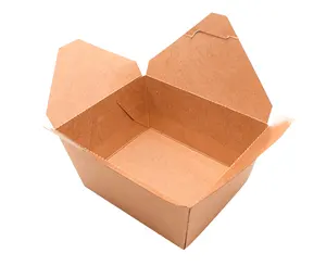 maaltijd doos kip Suppliers-Wegwerp Take Away Lunch Box Container Custom Print Food Grade Bruin Kraftpapier Doos