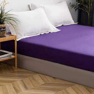 Drap-housse Royal Purple Queen 60x80 pouces, poches profondes, en coton, pour usage domestique, couleur unie, doux et respirant, protège-matelas - Product Image 3