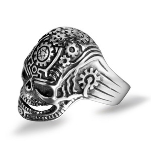 Bague vintage en forme de crâne, en acier inoxydable, bijoux pour homme, cadeau SA238 - Product Image 1