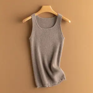 Yt Tùy Chỉnh U Cổ Cashmere Mềm Không Tay Mùa Hè Đan Crop Top Vest Phụ Nữ Lạc Đà Áo Len Vest Phụ Nữ Đan Tank Top