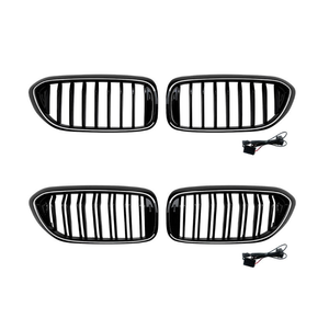 Parrilla Delantera Negra AURON Estilo Riñón de Doble Listón ABS para BMW Serie 5 G30 G38 2017-2020 Pre-LCI, Parrilla de Modificación con LED - Product Image 1