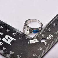 Bague en argent sterling 925 avec saphir blanc et opale bleue feu, bijoux de mode