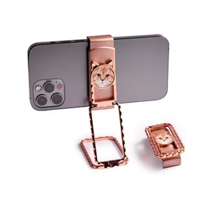 Cute Cat Desk Phone Holder Rose Gold Alloy Universal Mobile <b>Tablet</b> <b>Stand</b> Folding Clip Mount - Product Image 4