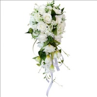 Buket Pengantin Buatan Bentuk Tetesan Air Mata Phalaenopsis Calla Lily Mawar Bunga Tangan Pengantin Dekorasi Acara Pernikahan