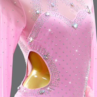 Robe de danse latine en maille à manches longues pour filles, strass, costumes de danse de ballet pour enfants, costumes de performance de compétition pour femmes