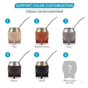 2025 all'ingrosso 180ML doppia parete 18/8 acciaio inossidabile Yerba <span class=keywords><strong>Mate</strong></span> zucche in Silicone modello di cuoio paglia tè tazza regalo da viaggio - Product Image 2