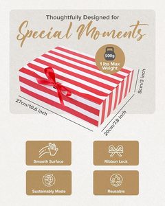 Scatole Regalo in Carta a Righe Facili da Assemblare, Scatole per Caramelle e Alimenti con Chiusura a Nastro - Product Image 6