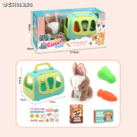 Vente en gros personnalisé Kawaii mignon bébé peluche lapin réaliste en peluche jouet lapin semblant de jouer alimentation interactive pour animaux de compagnie avec cage