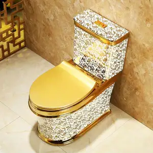 Luxury Bathroom Ceramic Silver Color Toilet Bowl Silver Water Saving Water Close Toilet