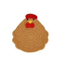Nouveau dessous de plat en laine crocheté à la main, isolant thermique, motif poussin de dessin animé créatif, forme irrégulière, pour l'exportation