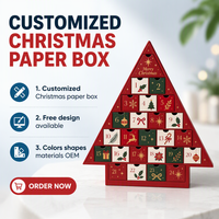 Boîte de calendrier de l'avent de Noël personnalisée, 24 tiroirs, carton rigide, emballage cadeau cosmétique, vente en gros