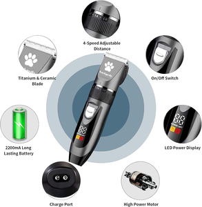 Tondeuses silencieuses pour chiens sans fil pour le toilettage de cheveux <span class=keywords><strong>longs</strong></span> avec acier inoxydable et ABS <span class=keywords><strong>tondeuse</strong></span> durable pour chat pour cheveux emmêlés - Product Image 5