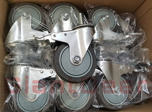 Fabrik preis 3 Zoll 4 Zoll 5 Zoll M12 * 30mm Grau Tpr Gewindes tiel Nachlauf mit Doppel bremse - Product Image 6