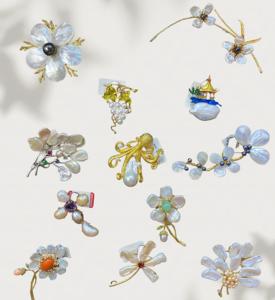 Collection de broches en nacre naturelle Vefiery Jewelry, broches florales et papillons plaquées cuivre pour femmes - Product Image 2